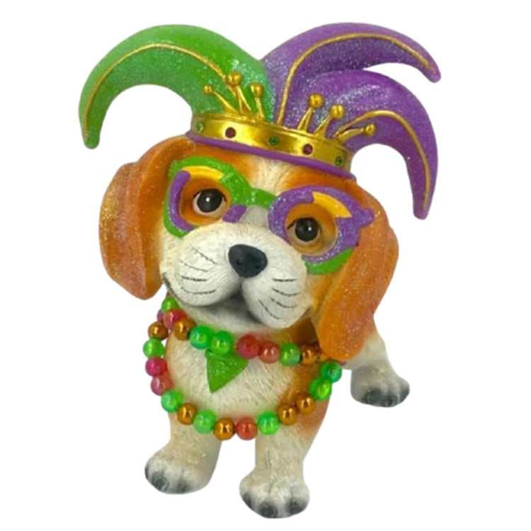 December Diamonds 65-65048 Mardi Gras Beagle with jester hat resin ornament tabletop décor