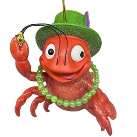 December Diamonds 65-65041 resin Mardi Gras crawfish with top hat ornament tabletop décor