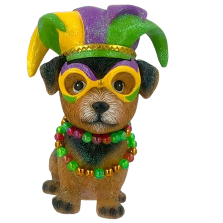 December Diamonds 65-65044 Mardi Gras Yorkie resin hanging ornament tabletop decoration
