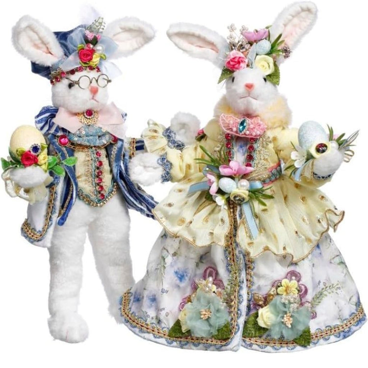 Mark Roberts 51-63882 Mr and Mrs Cottontail Rabbit pair collectible Easter figures 12-13 inches