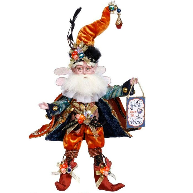 Mark Roberts Halloween Party Fairy 9 inch collectible figurine holding Witch Way to the Wine sign
