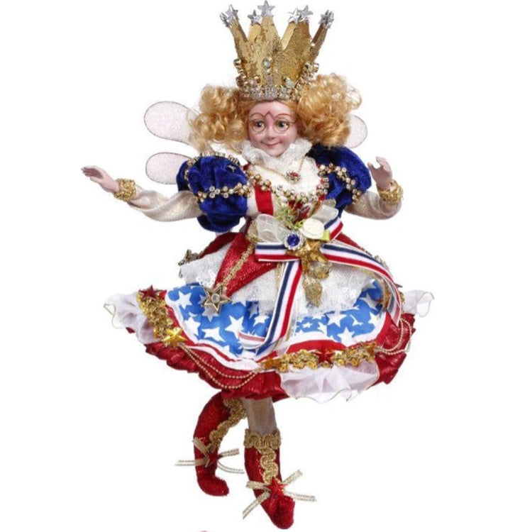 Mark Roberts 51-63840 Lady Liberty Fairy collectible figurine in patriotic red white and blue with gold crown 11.5 inches