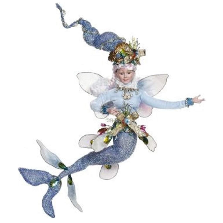 fairy girl with blue mermaid tail and matching hat