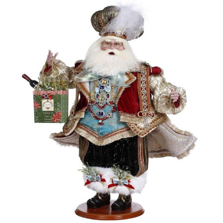 Mark Roberts Night On The Town Santa 23 inch collectible figurine with layered fabrics, rich textures, and vibrant colors.