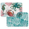 CounterArt Ocean Finds reversible plastic placemats by Daphne B., set of 4, seahorse, octopus, red crab, sea urchin designs