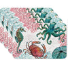 CounterArt Ocean Finds reversible plastic placemats by Daphne B., set of 4, seahorse, octopus, red crab, sea urchin designs