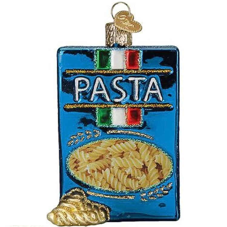 Old World Christmas Box of Pasta glass blown hand painted Christmas ornament, food themed holiday decor, 3.5 inch