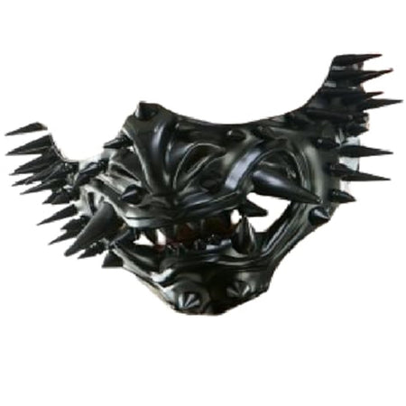black face mask that covers only nose and mouth.  Spiked all over