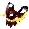 Red mask with large white teeth that are illuminated and black straps.