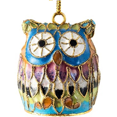 Cloisonne Owl Hanging Ornament, Purple