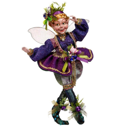 Girl fairy with purple and blue outfit, and green ribbon accents.