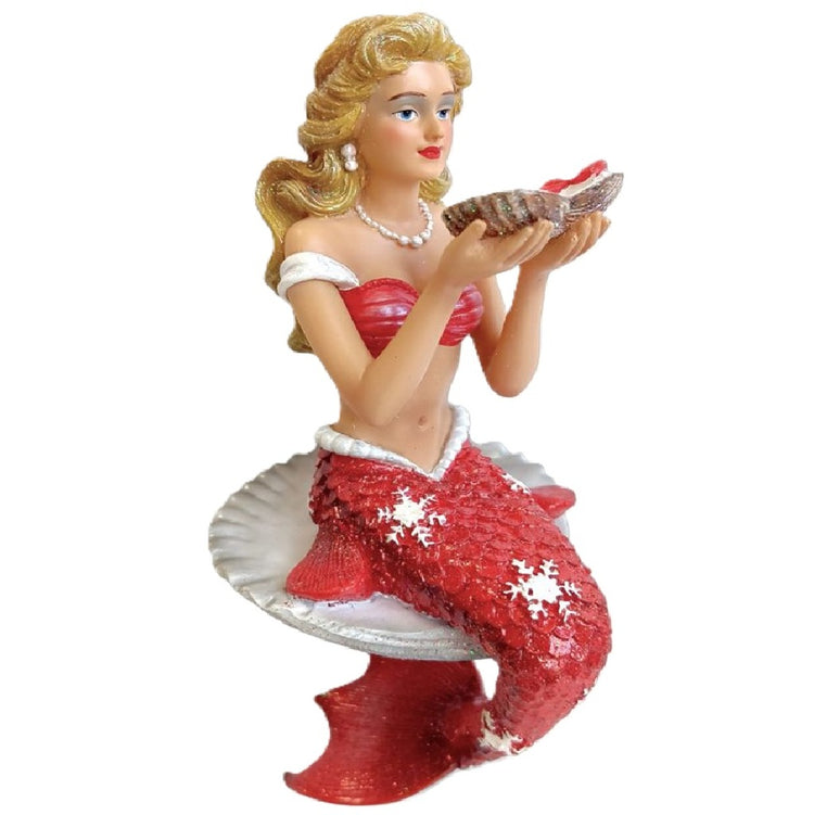 December Diamonds Pearl Mermaid ornament 6.5-inch red tail pearl accents holiday collectible