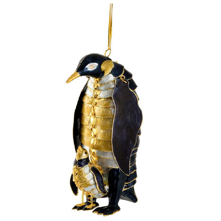 Cloisonne Articulated Penguin Family Hanging Ornament 4.5 Inches