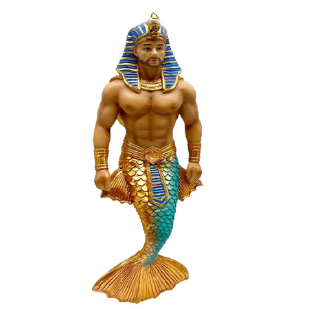 merman figural ornament wearing an egyptian pharaoh head dress.