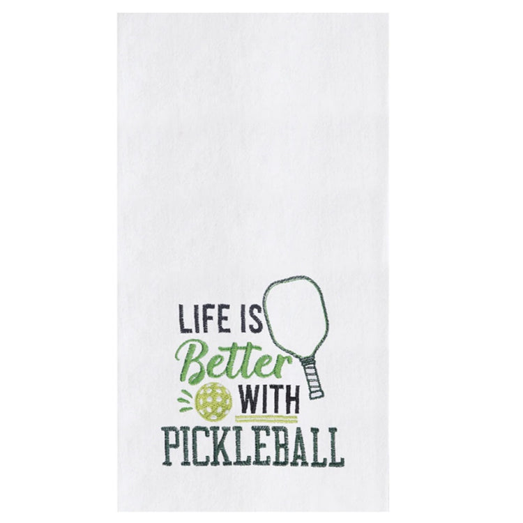 Life is Better with Pickleball Flour Sack Kitchen Dishtowel 18 x 27