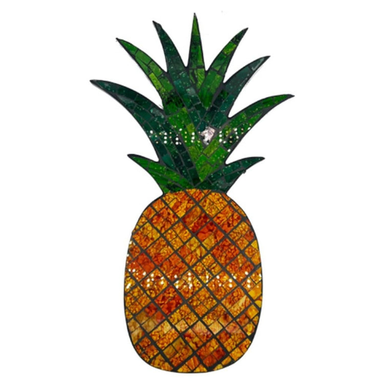 Mosaic pineapple wood wall plaque with tropical tile style design