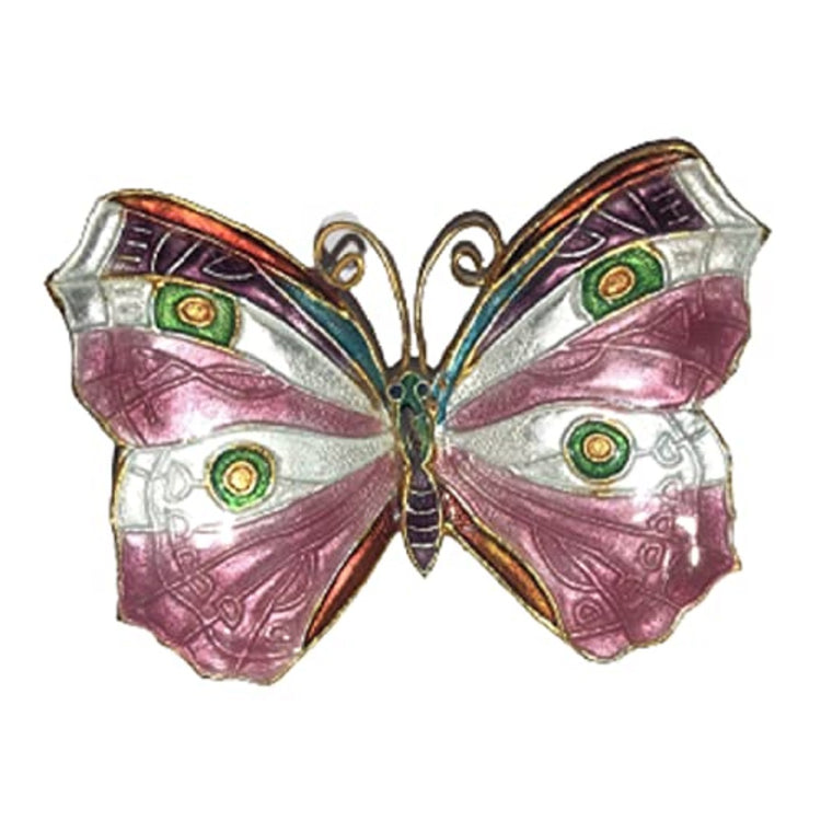 butterfly ornament pink with white and green accents