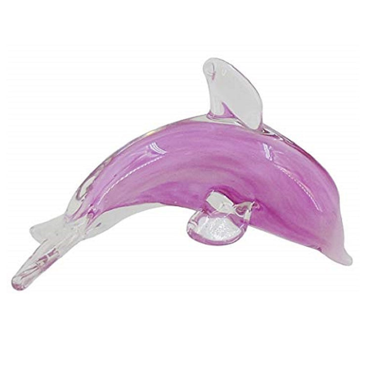 dolphin figure.  Pink under clear glass