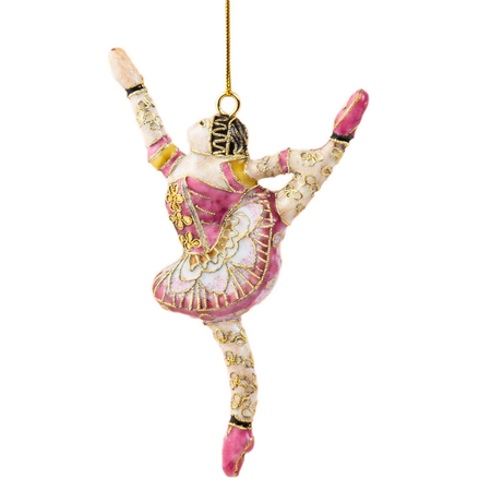 cloisonne hanging ornament, pink ballerina design.