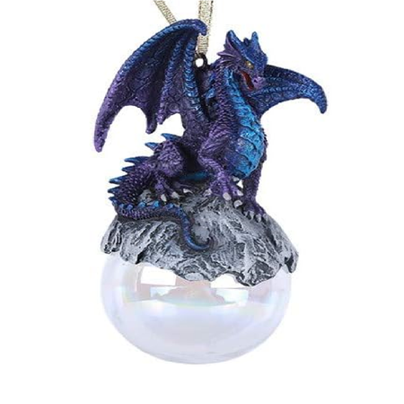 light purple sphere with purple dragon sitting on top. 