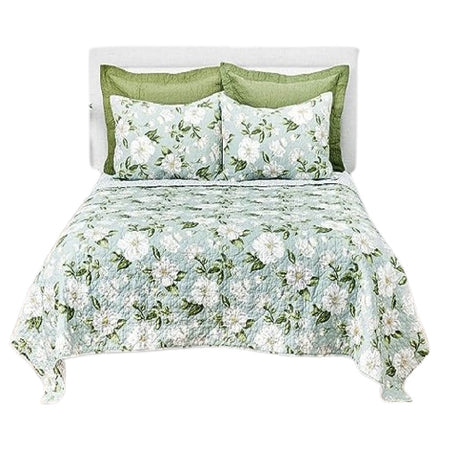 C&F Home Magnolia Garden 3 Piece Quilt and 2 Sham 90 Inches x 92 Inches Green