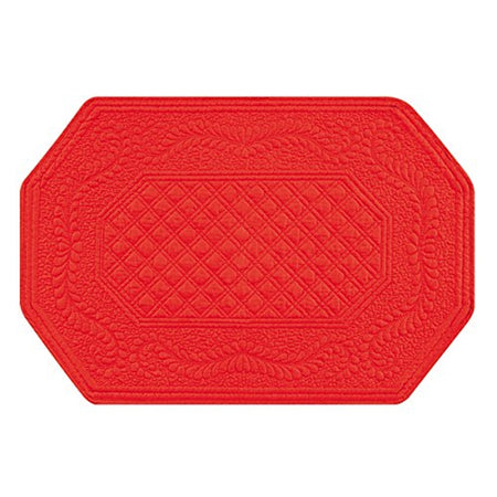 C&F Home 812621350 Pack of 4 Octagonal Quilted Placemats 19 x 13 Red