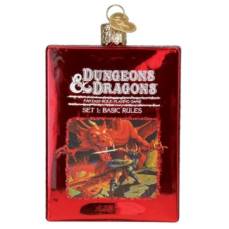 blown glass ornament, dungeons & dragons red box