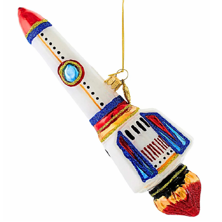 Rocket to the North Star, Blown Glass Hanging Ornament by the Huras Family