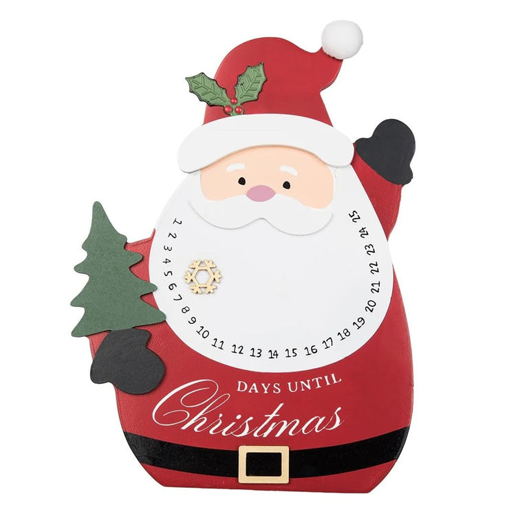 C&F Home Santa tabletop countdown advent calendar with movable gold snowflake red 9.5 inch Christmas decoration