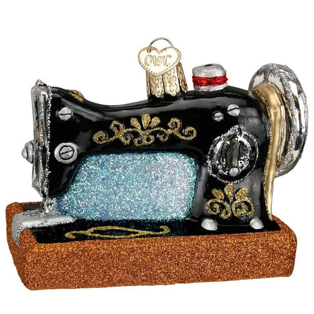 blown glass vintage sewing machine ornament.