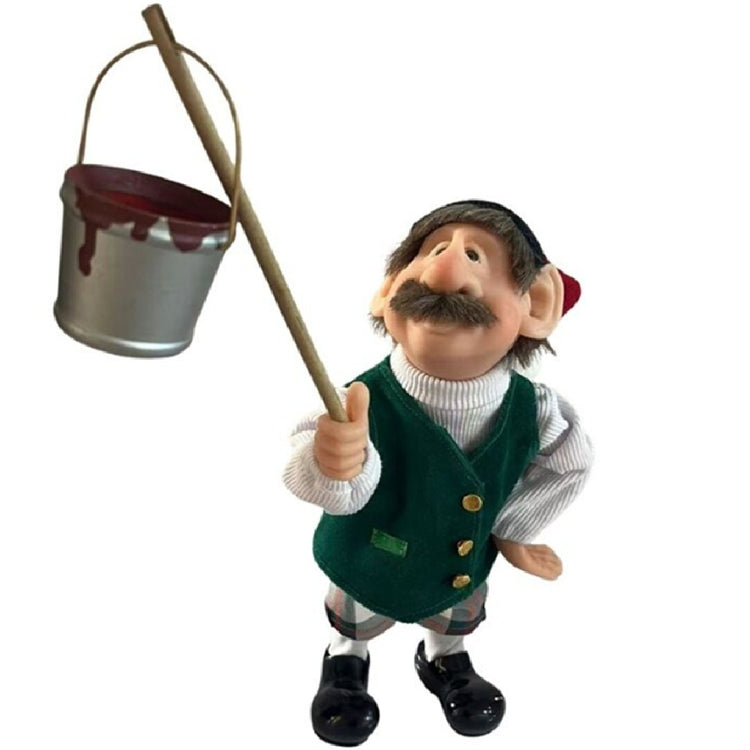 The Whitehurst Company Zim's The Elves Themselves Seymour figurine with green vest plaid trousers and paint bucket