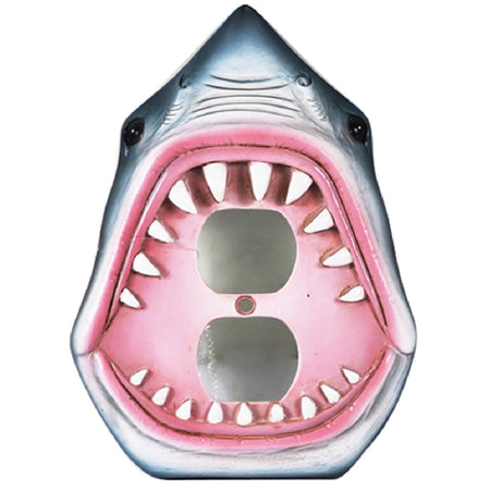 Shark design resin outlet cover, coastal wall plate 6.5 x 4.75 inches