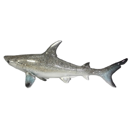 resin shark figurine, sits niceley on table or shelf.