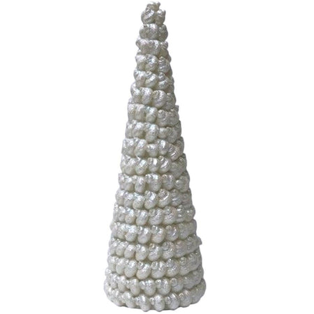 Tall holiday tree, table top decoration. Made of pearl colored Moon Shells with a light  glitter accent.