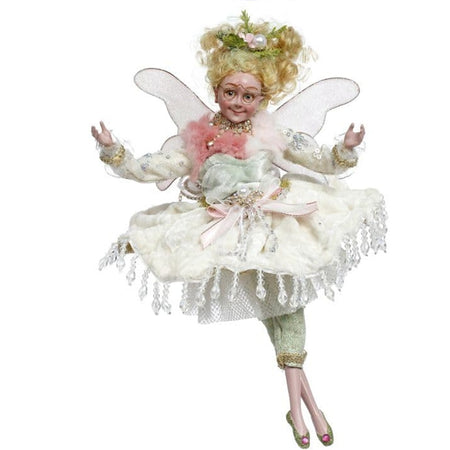 Snow Queen Fairy figurine in white, silver, and blue with sparkling details