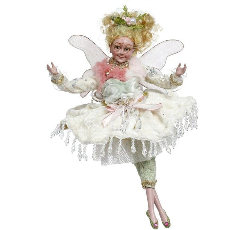 Snow Queen Fairy figurine in white, silver, and blue with sparkling details