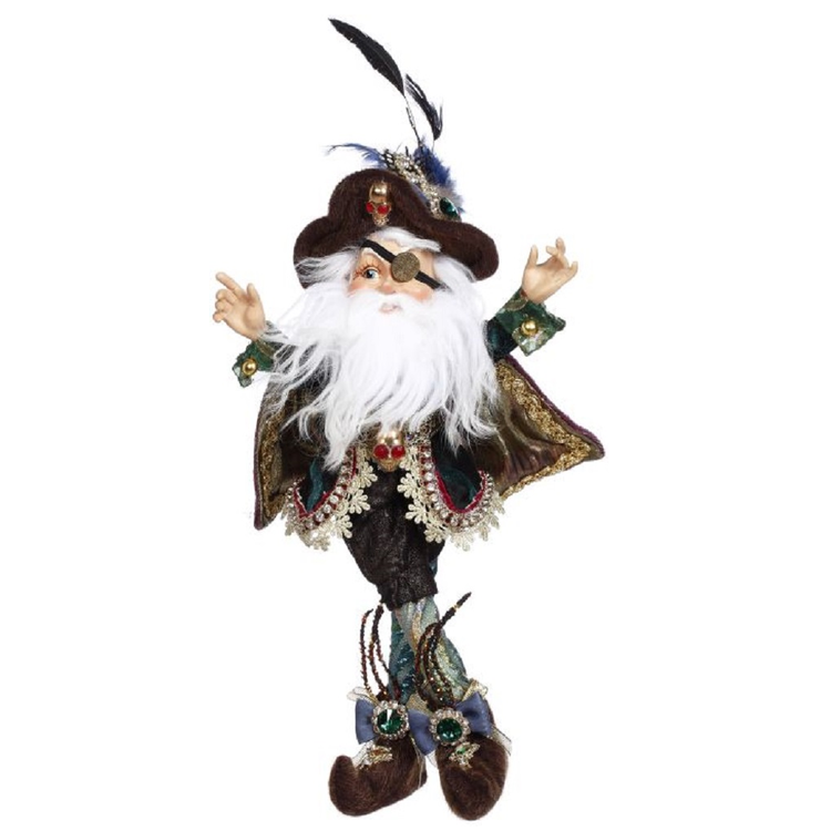 elf with long beard, wearing a pirate costume.