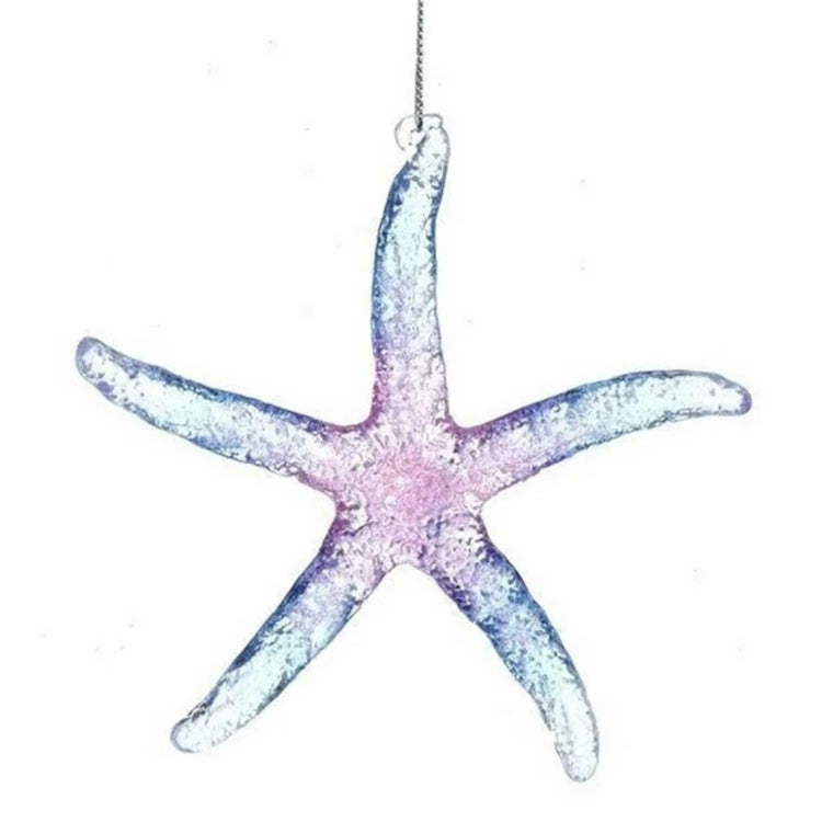 Textured starfish ornament in shades of pink and blue