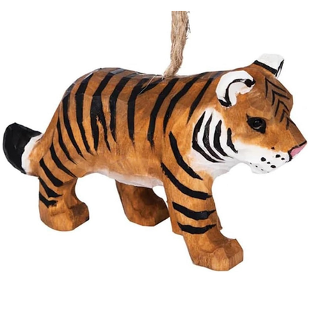 wooden carved tiger ornament.