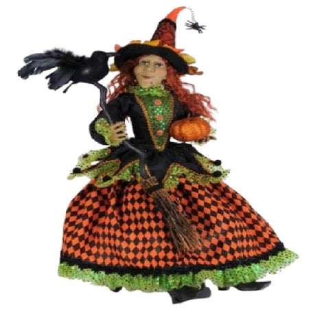 Karen Didion Whimsey Wendy sitting witch figurine 26 inch Halloween decorative doll