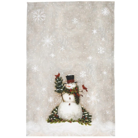 C&F Home Woodland Snowman Printed Kitchen Towel 18x27 grey cotton Christmas dish towel