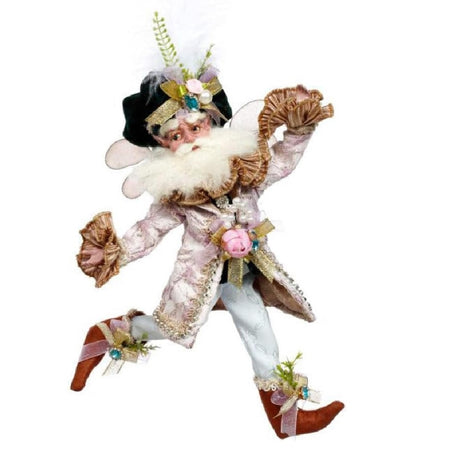 bearded fairy in pink and gold outfit.