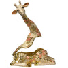 Jeweled Giraffe shaped box is partially open. The box opens mid back with the head going back as it opens.