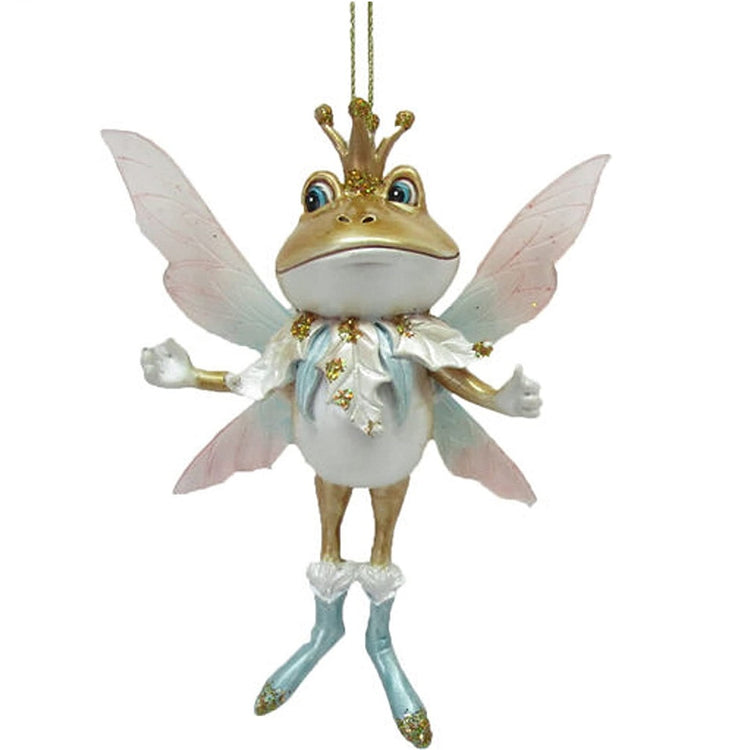 fairy ornament with a frog body and face with fairy wings.