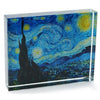 Block type crystal square to rectangle.  Clear glass with Starry Night print under.