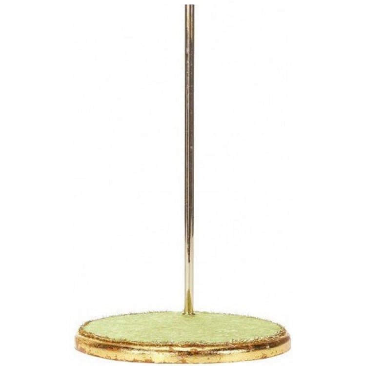 gold trimmed stand with green felt top and pole.