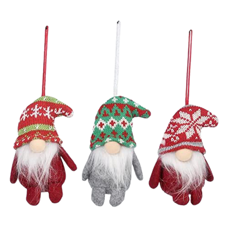 3 assorted fabric & knit Christmas gnomes.