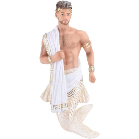 Man in a toga with gold jewelry accents.