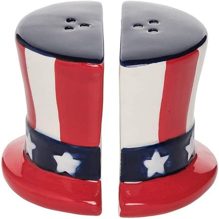 Uncle Sam Hat shaped salt and pepper shakers.