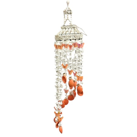 White shell chime with orange & pink shells & butterflies.